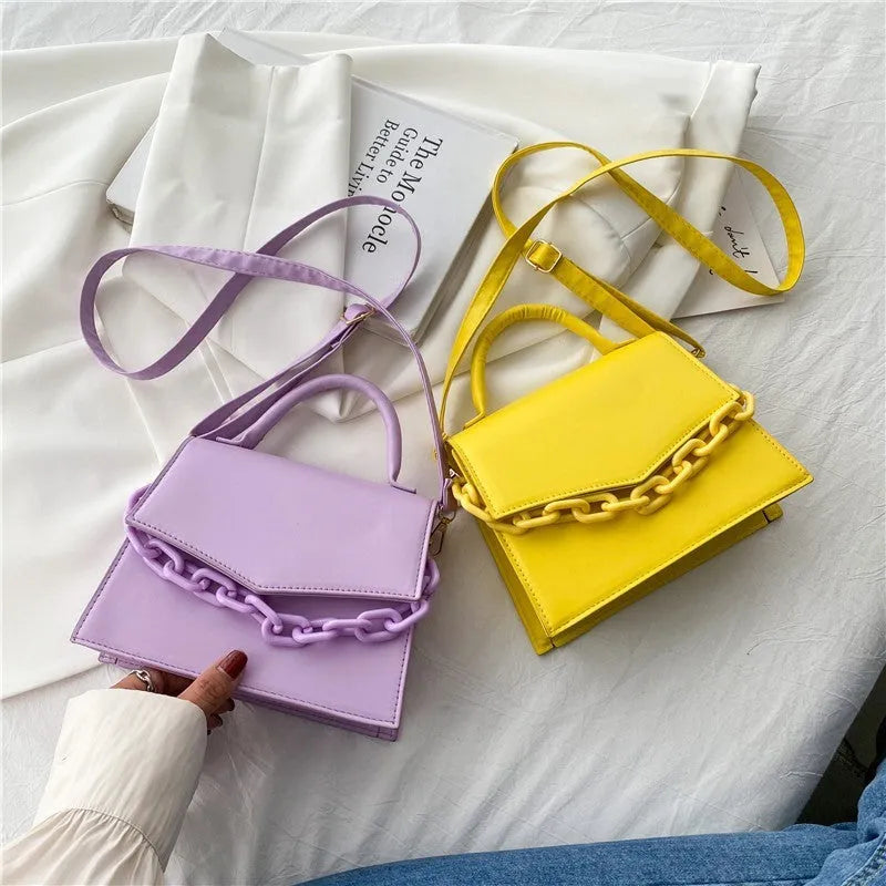 Women's PU one-shoulder crossbody bag, horizontal square shape, 18cm top width, seven colours including black and red