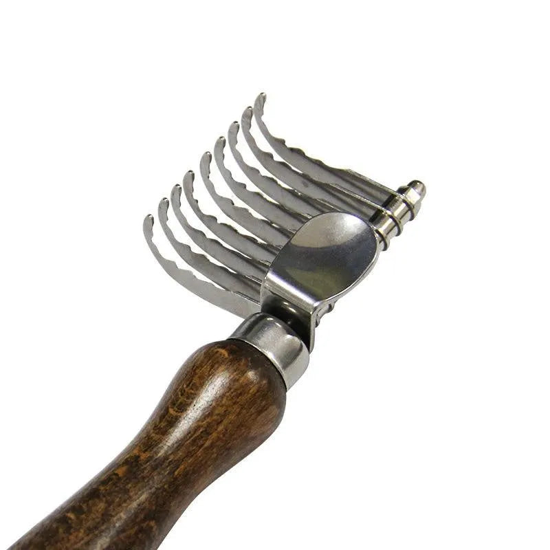 Walnut knot comb with stainless steel pins, wood colour, 15.2 x 4 cm pet grooming tool