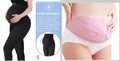 Black cotton maternity leggings with high waistband, shown on a hanger.