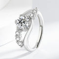 Crown shape copper couple finger ring in white gold colour with simple round and line design for women