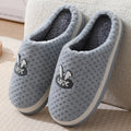 Women's rabbit plaid design house slippers with artificial fur upper and thick rubber sole