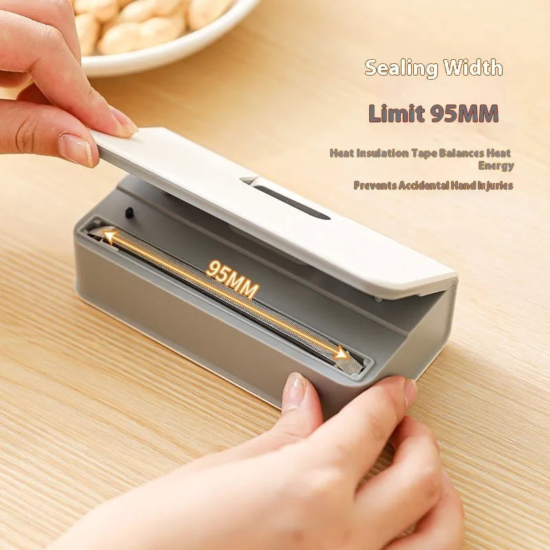 Small white or blue handheld plastic bag sealing machine with modern design