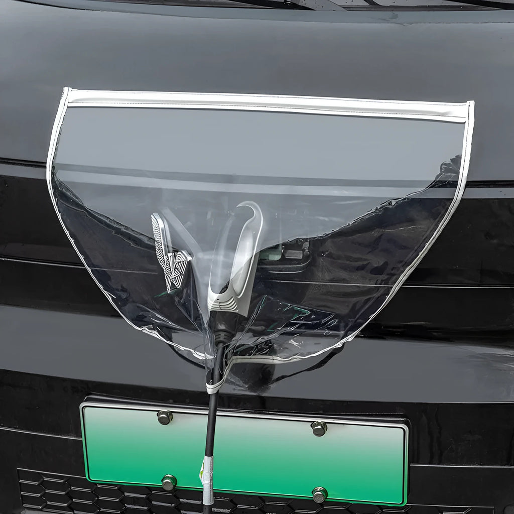 Electric vehicle charging rain cover with magnetic strips unfolded to 60x50cm dimensions