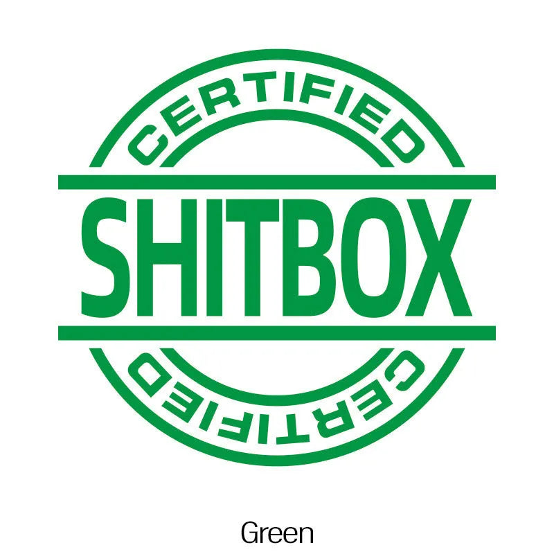 13 by 12 cm vinyl car sticker shown in various colour options on a vehicle door.