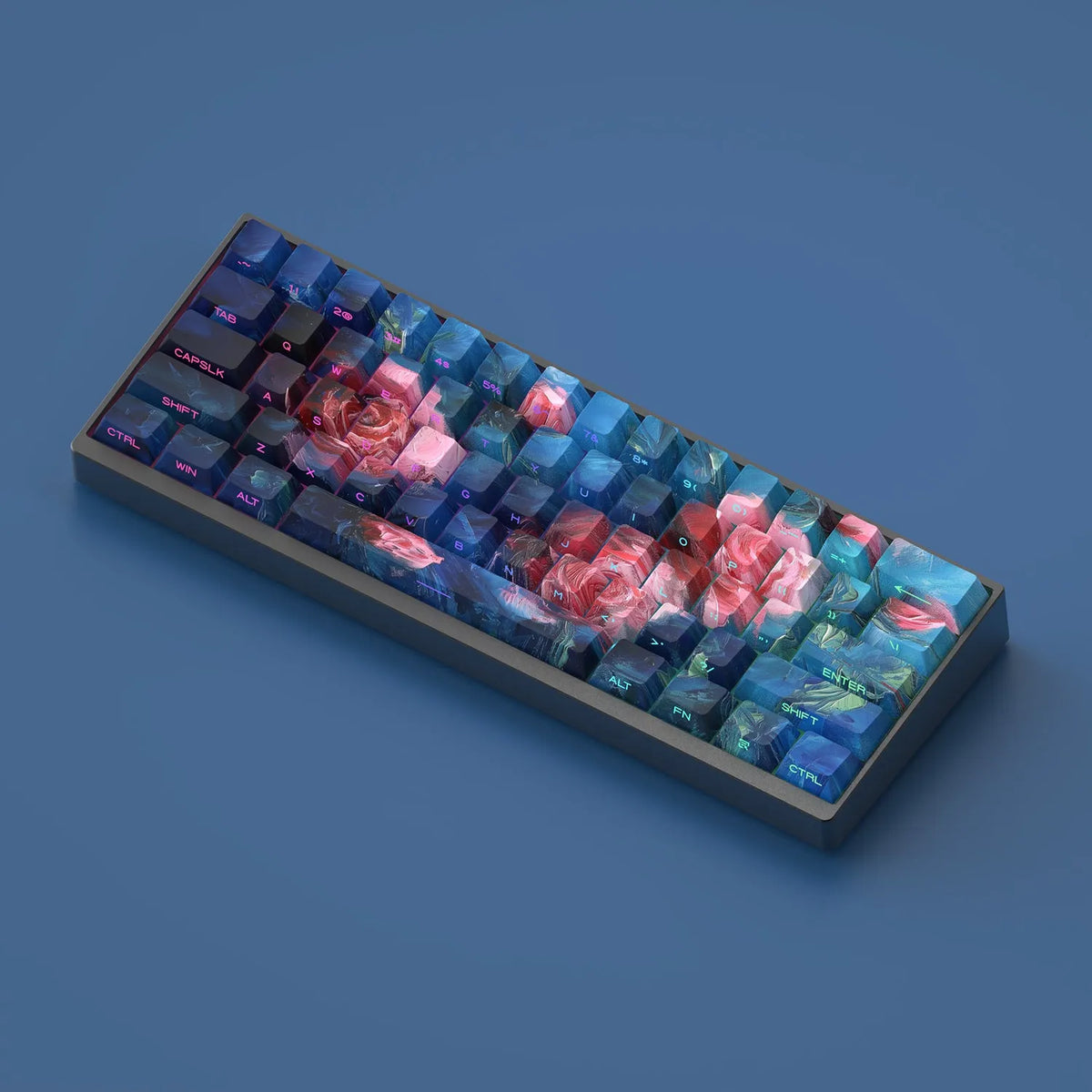 130-piece PBT keycap set with rose side-carved transparent legends for mechanical keyboards