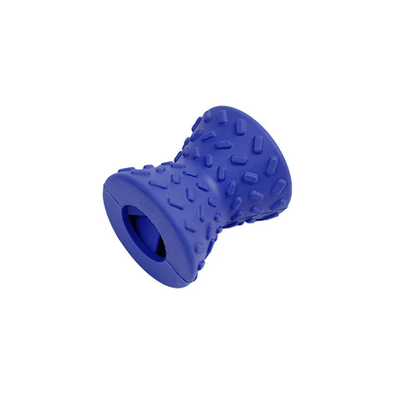 Blue natural rubber treat dispensing dog bone toy for aggressive chewers.