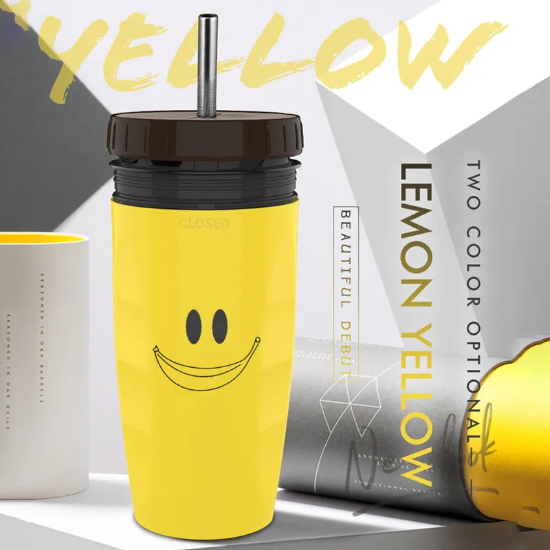 Twist cup travel tumbler with cartoon pattern and silicone seal membrane