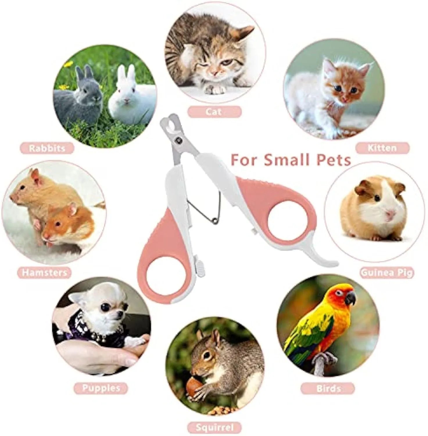 Grey and pink angled cat nail clippers with safety guard and rubberised handles.