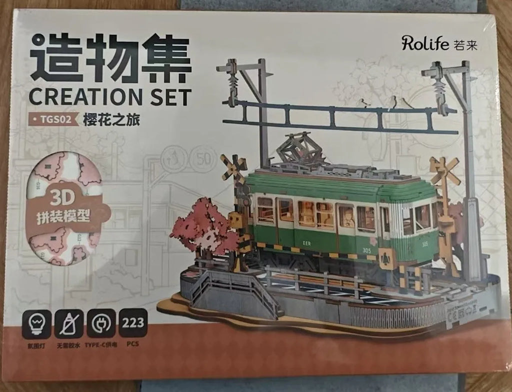 Wooden 3D puzzle model kit in LKA01 steam locomotive colour for youth aged 15 to 35