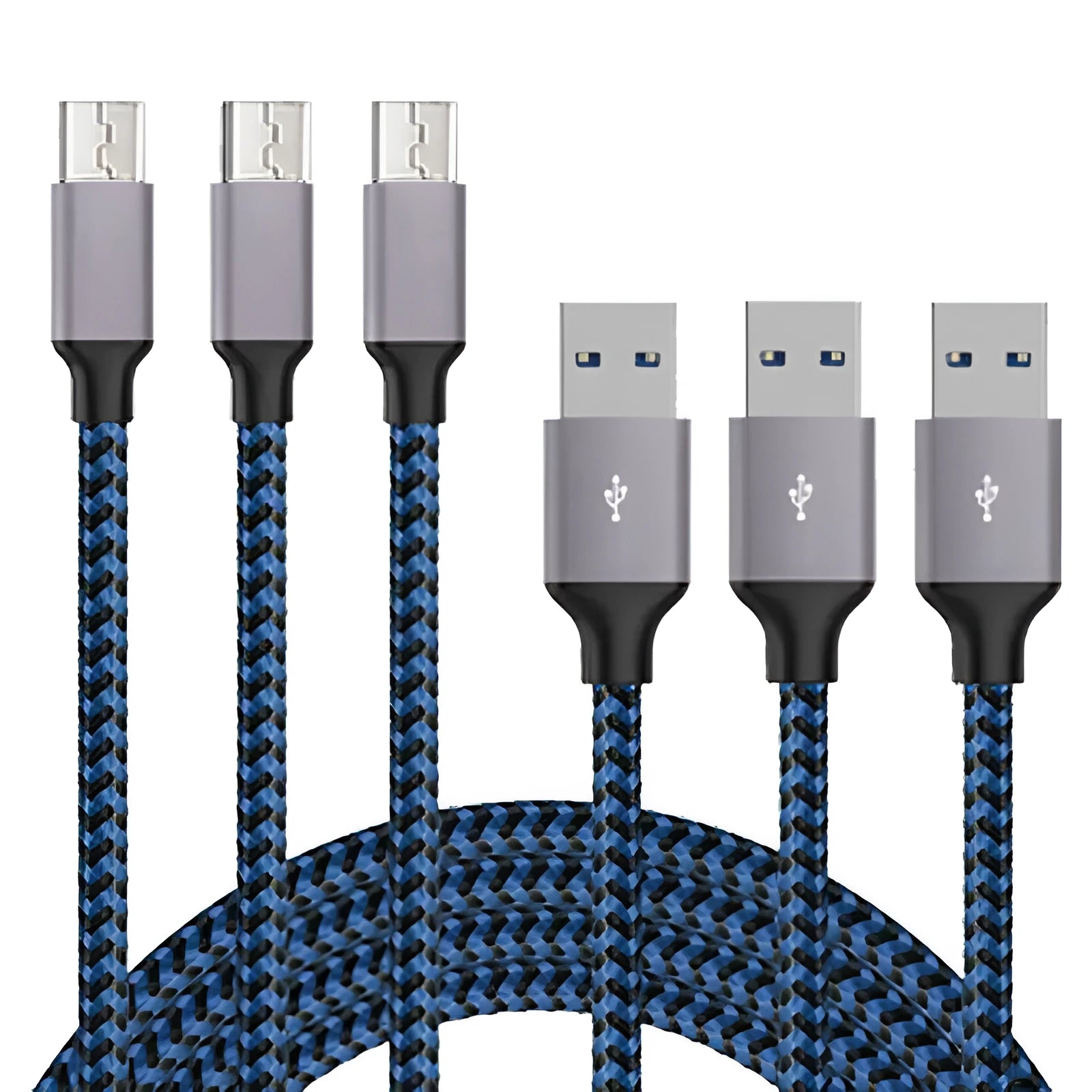 Braided fast-charge Micro USB data cable for Android phones in black and red colour