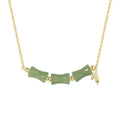 Chinese style bamboo Hetian jade bracelet and necklace set for women with alloy construction