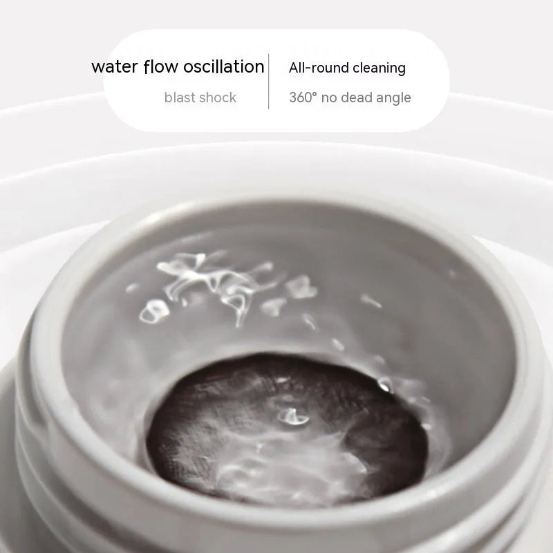 Automatic ultrasonic cleaning machine for glasses in pearl white, blue, or pink.