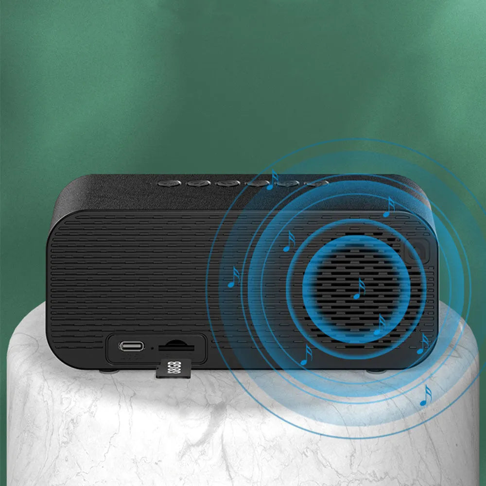 Bluetooth alarm clock speaker with LED digital display, dual alarm, and night light in plastic housing
