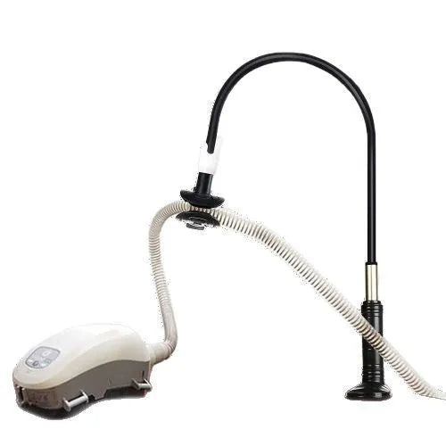 A long, black aluminium alloy ventilator hose bracket for securing medical tubing at a bedside.