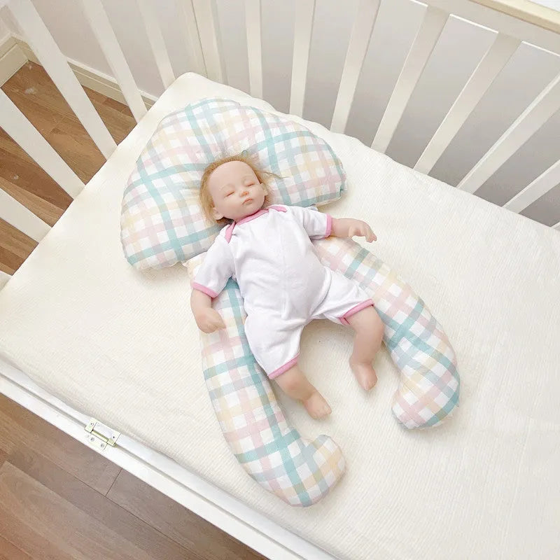 Baby soothing pillow in 60x40cm size, pure cotton fabric with anti-tilt head design