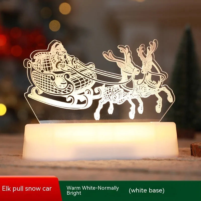 Acrylic Christmas LED night light with 3D holiday designs