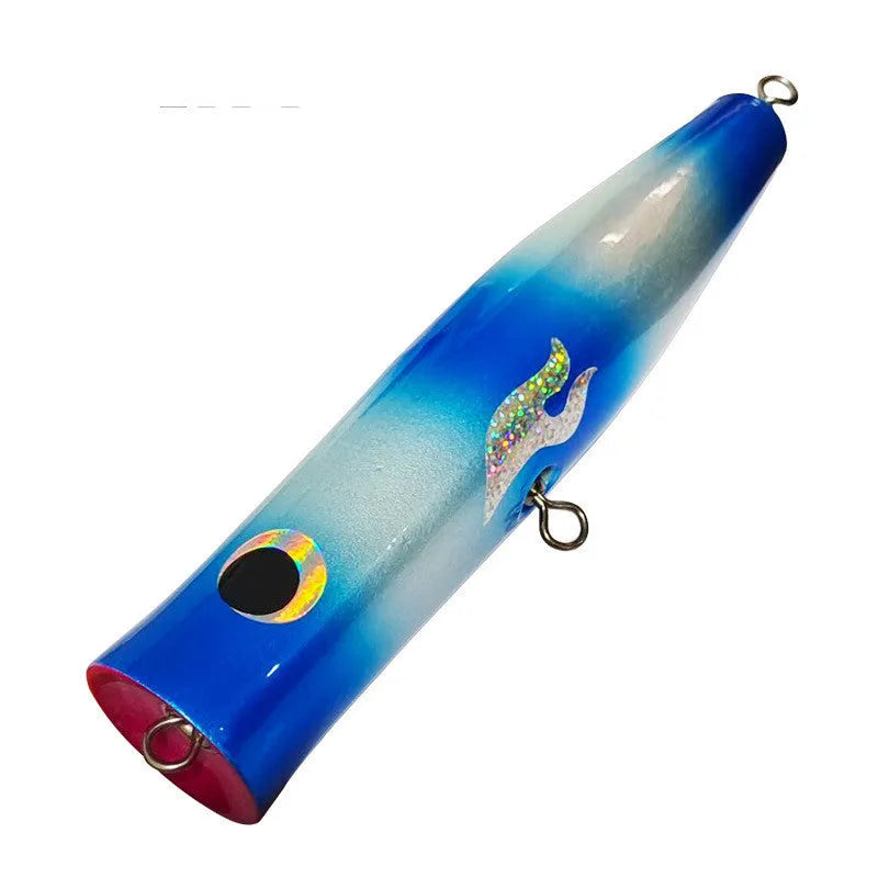 Wooden sea fishing bait with bionic lure design, 20.5cm, black, blue, red, yellow colours
