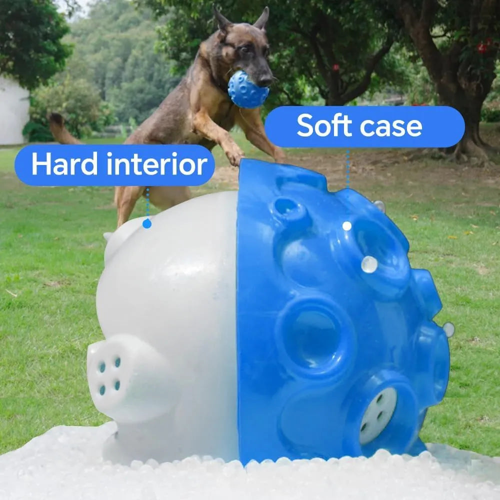 Colourful durable dog chew ball with a bumpy texture for aggressive chewers.