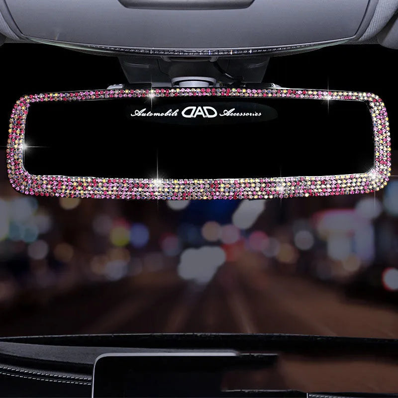 HD plastic diamond rearview mirror decoration in silver diamond piece finish for car interior