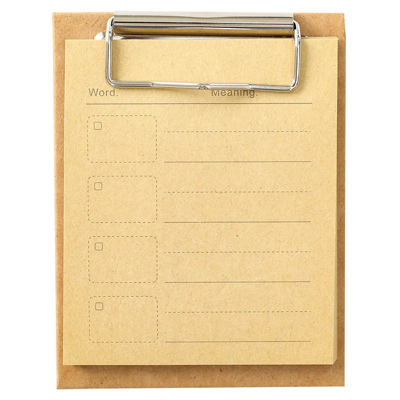 Cowhide colour board sticky notes with metal clip and tear-resistant paper sheets