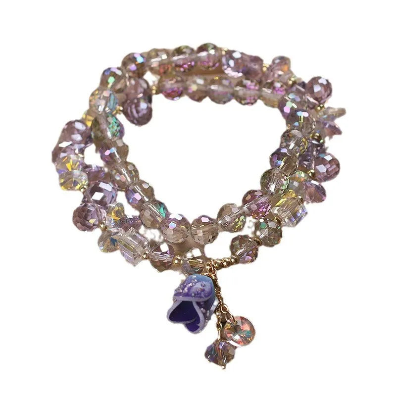 High-grade colourful Austrian crystal bracelet for women with Lily pendant in Bright White