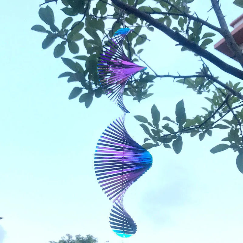 Rotating wind runner garden pendant in Silver or Colourful metal, 12.8 x 60cm Christmas outdoor decoration