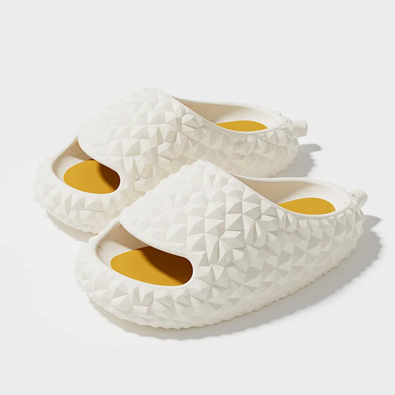 Durian peep-toe EVA bathroom slippers in golden pillow yellow with non-slip sole