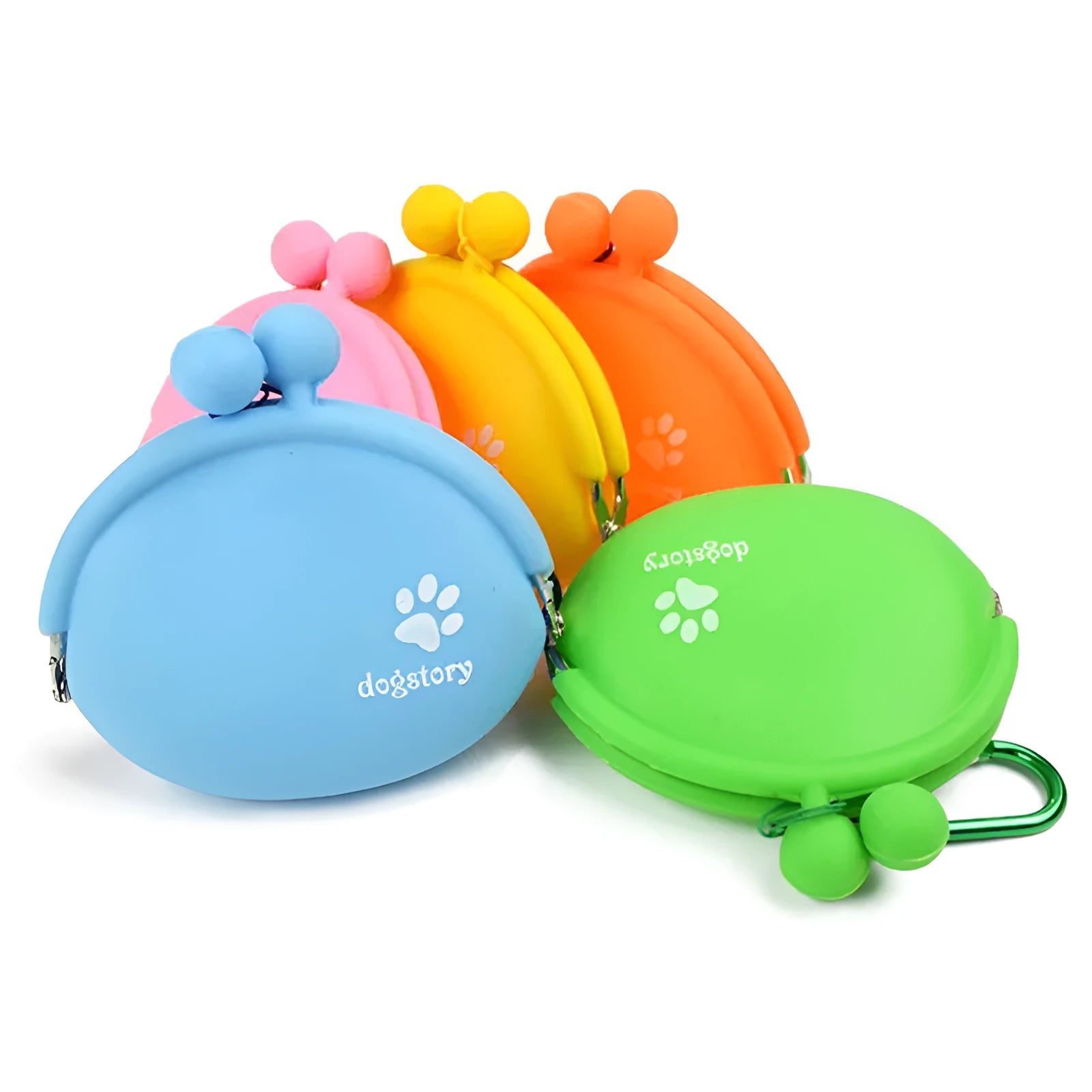 Silicone dog training treat pouch with belt clip in multiple colours.