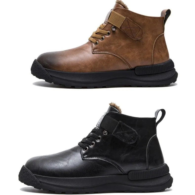 Martin Boots high-top platform boots with velvet-like artificial PU upper in black and brown colours