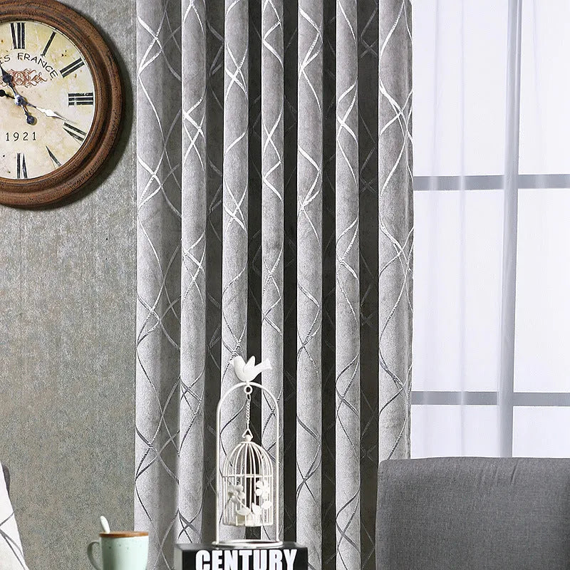 A single panel of modern solid colour chenille blackout curtain, measuring 1 metre by 2.7 metres, in a grey shade.