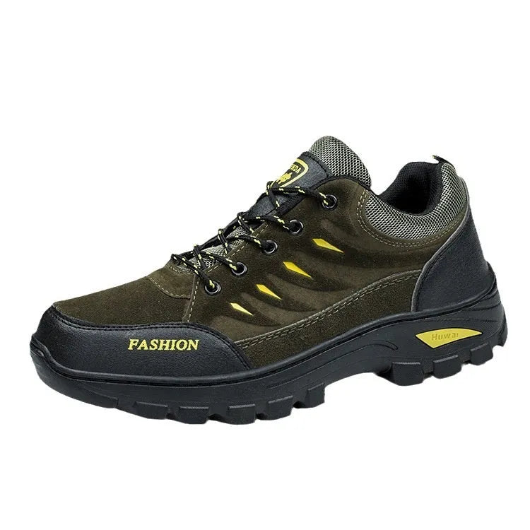 Men's suede hiking sneakers mid-top design with lace-up closure and platform rubber sole