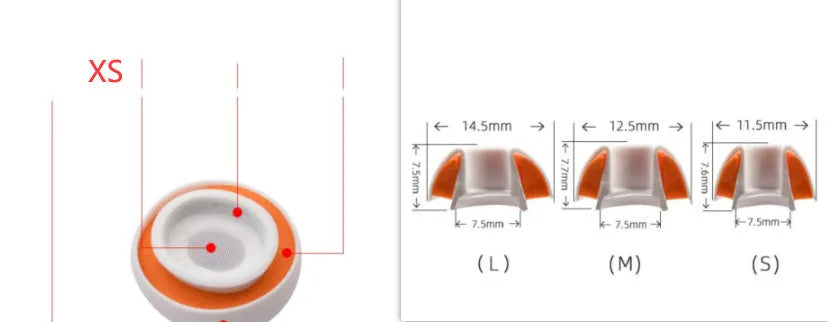 Orange white double layered noise reducing earplug sleeves for headphones made of silicone and memory cotton