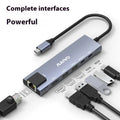 Aluminium alloy Steam Deck six-in-one docking station with HDMI, Ethernet, and USB ports.