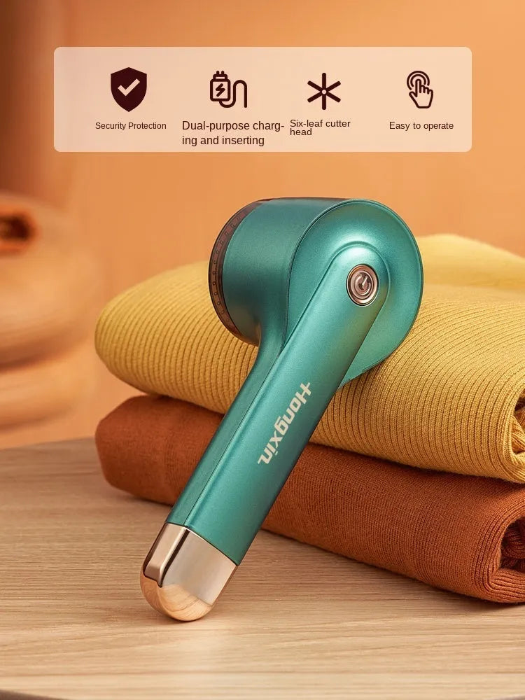 Hair ball trimmer with USB charging port and stainless steel cutting net in selected colour