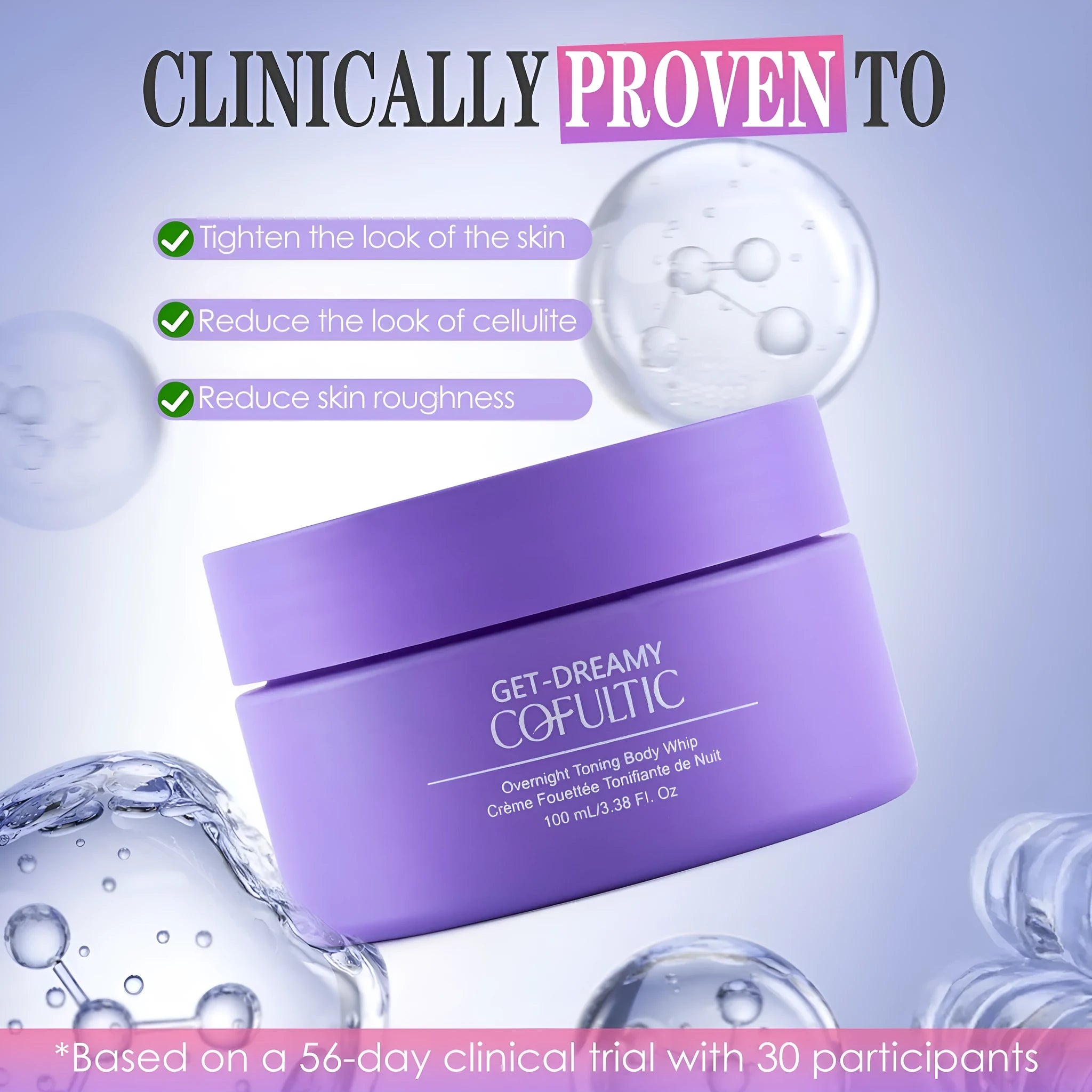 Cofultic Night Sleep Tightening Cream 100ml jar with pump dispenser, shown on a soft surface