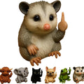 Resin animal figurine with middle finger gesture in cat, dog, elephant, frog, mouse, turtle or Highland cattle style