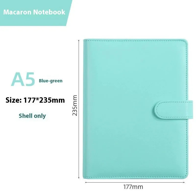 A5 PU leather zipper notebook shell in multiple colour options showing zipper closure and solid colour design