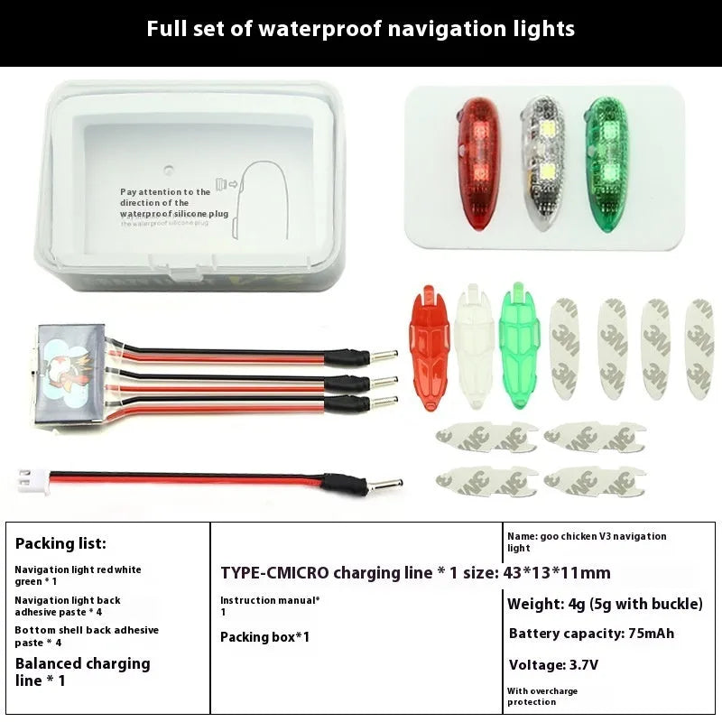 V3 wireless charging waterproof navigation light for RC car and model boats