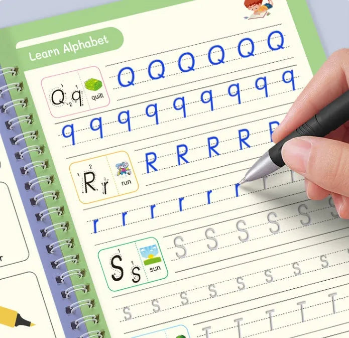 Children's English handwriting practice copybook with groove magic pen and ten refills