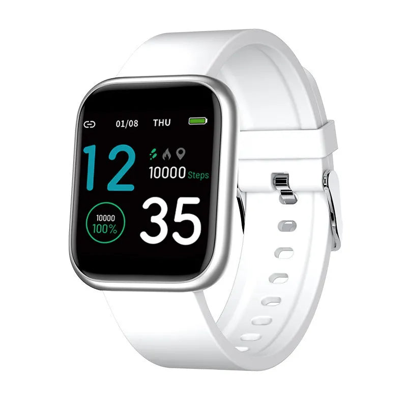 Smart watch with health monitoring display showing heart rate, blood pressure, and sleep data on 1.3-inch screen