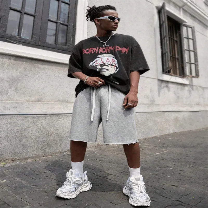 Men's straight leg trousers in plus sizes with hip-hop street style for sports wear