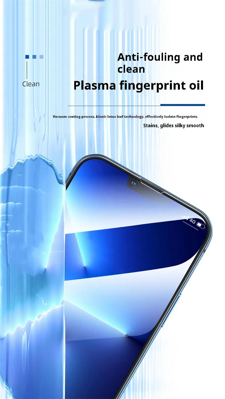 Tempered glass screen protector for iPhone 15 14 13 12 11 X series with anti-fingerprint coating
