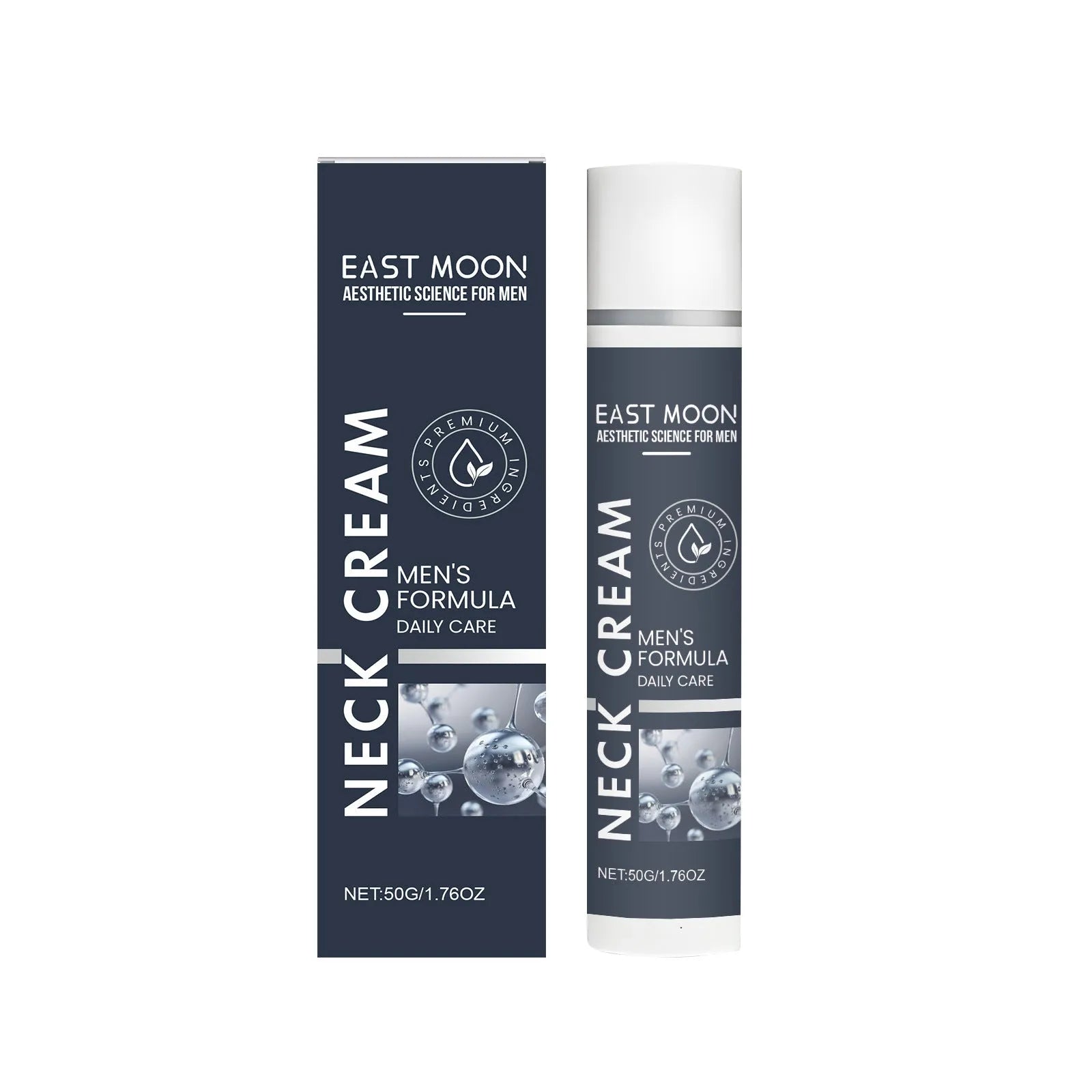 50g jar of men's neck cream with collagen and hyaluronic acid for anti-ageing skincare