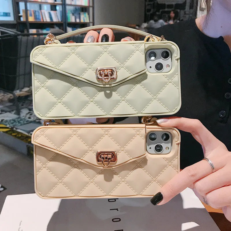 Silicone crossbody backpack phone case for women compatible with iPhone models in multiple colours