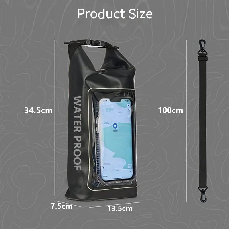 2L PVC waterproof dry bag for mobile phone protection during swimming and beach activities