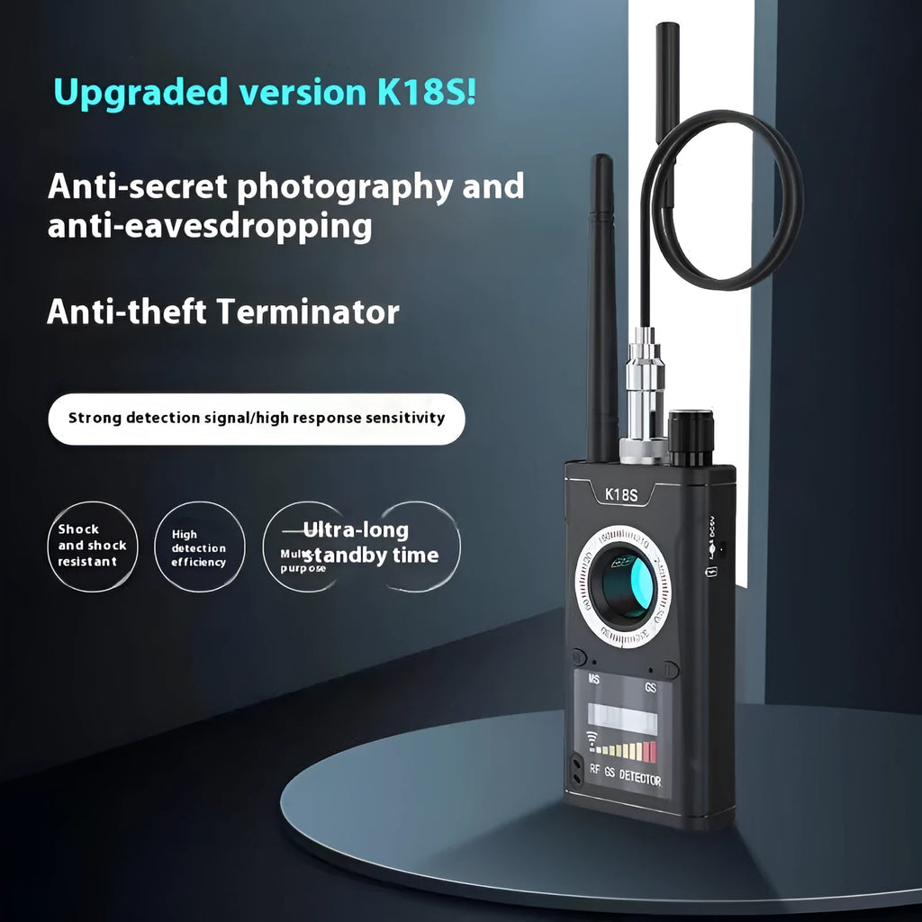 Anti-eavesdropping detector with wireless, magnetic, and camera detection, 117 x 56 x 20 mm, American or European Standard