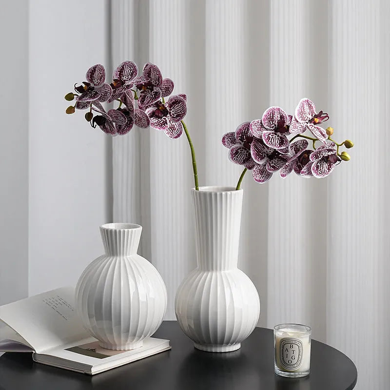 American country striped ceramic vase in ball shape with six design options including orchid arrangements