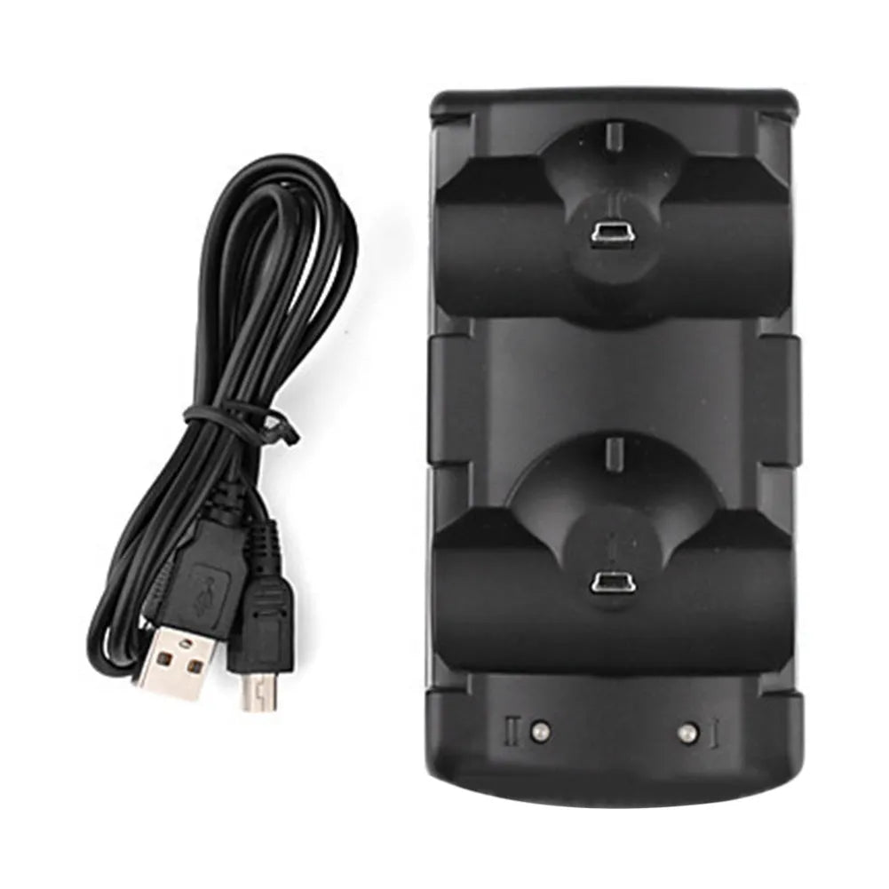 Black PS3 dual charger with charging stand for two PlayStation 3 controllers