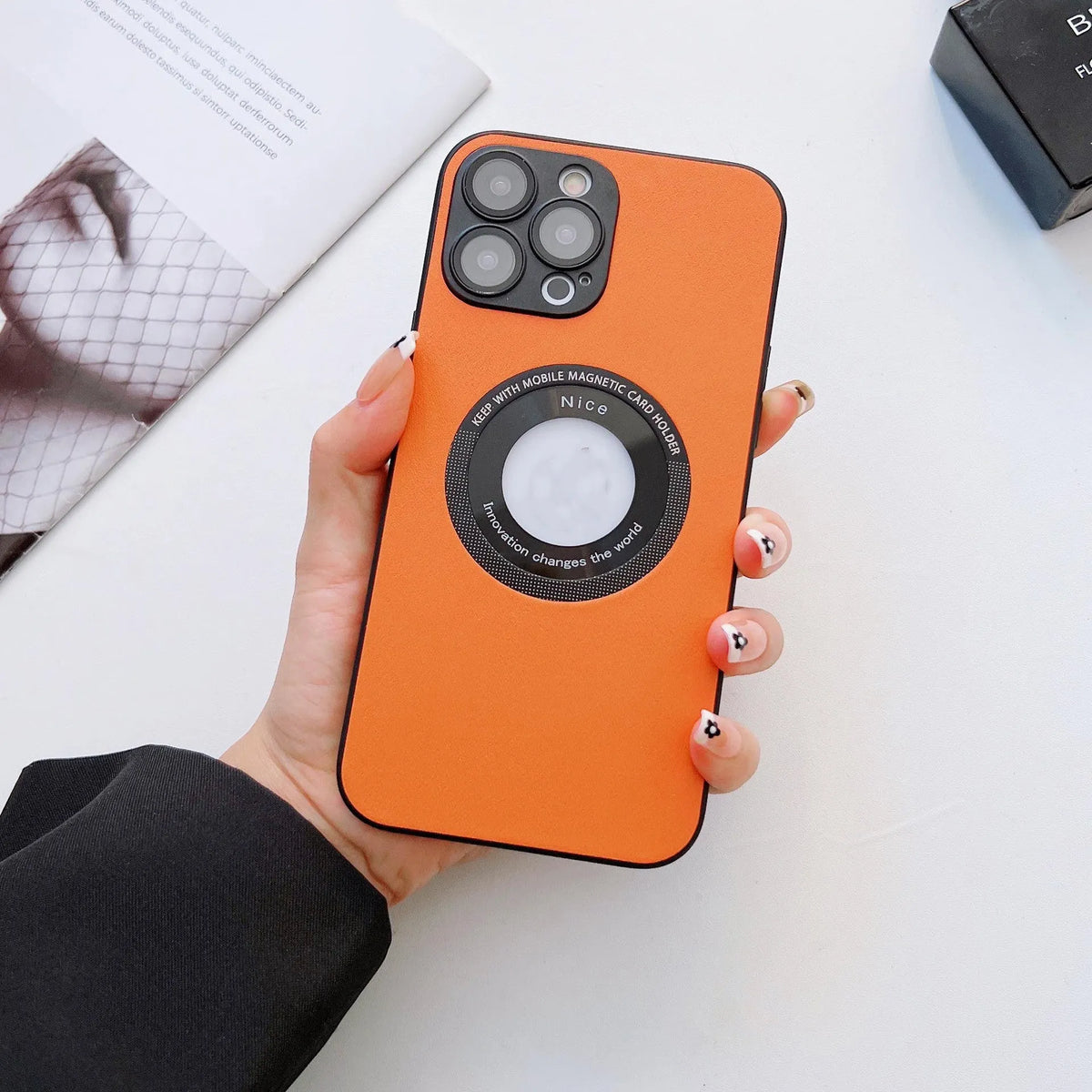 Magnetic full wrap phone case in solid colour TPU for iPhone 14 Pro Max black