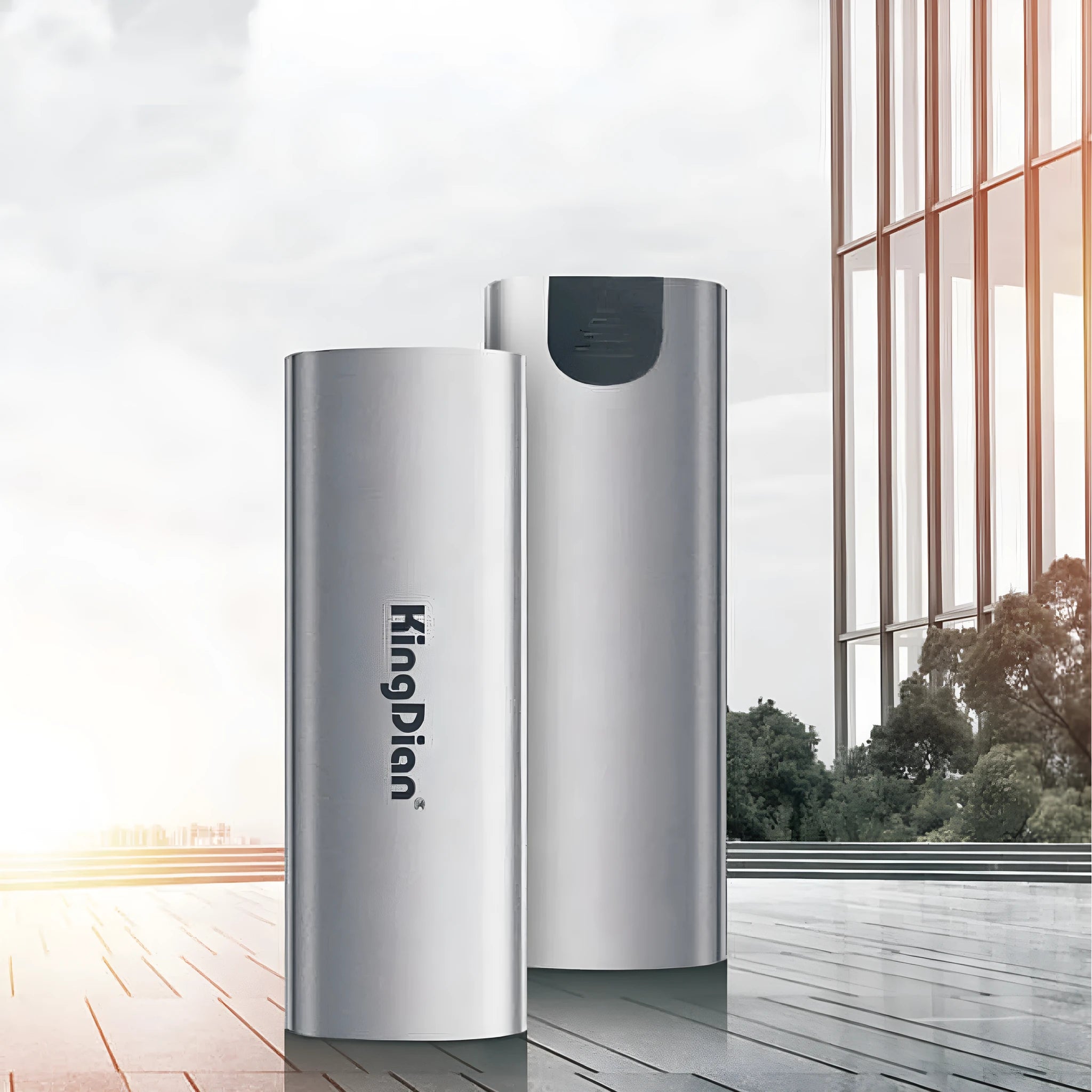 Grey mobile SSD hard drive with USB 3.0 interface for direct phone connection